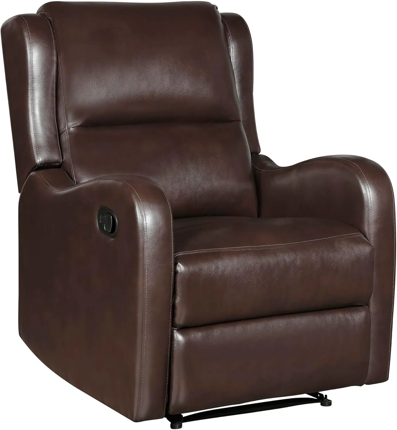 Lexicon Manual Recliner Chair, Reclining Sofa Chair, Home Theater Seating, Wall Hugger, Manual Recliner for Living Room/Office/Apartment, Easy Assembly, Brown Faux Leather