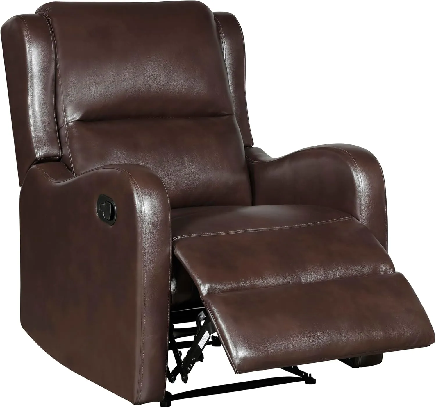 Lexicon Manual Recliner Chair, Reclining Sofa Chair, Home Theater Seating, Wall Hugger, Manual Recliner for Living Room/Office/Apartment, Easy Assembly, Brown Faux Leather
