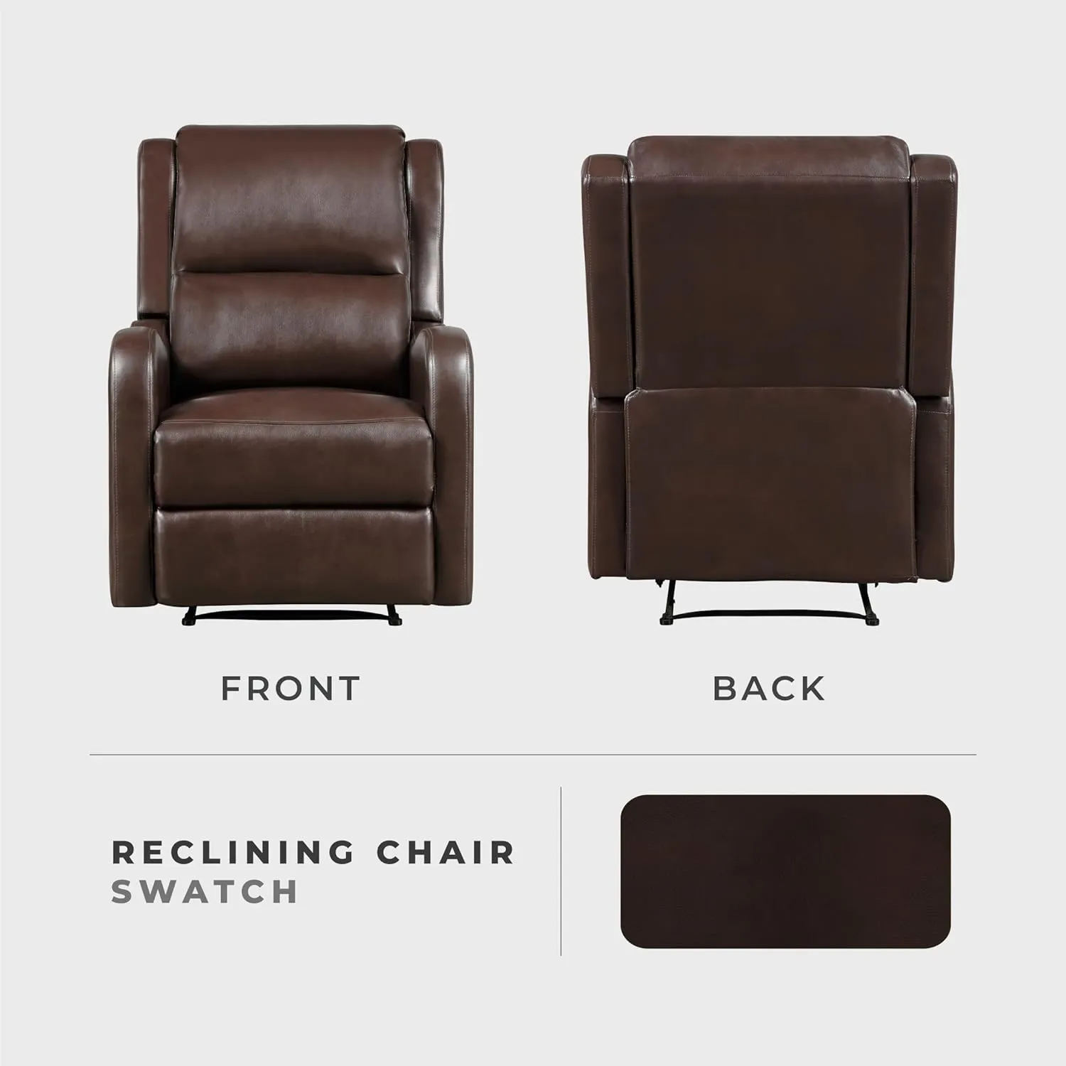 Lexicon Manual Recliner Chair, Reclining Sofa Chair, Home Theater Seating, Wall Hugger, Manual Recliner for Living Room/Office/Apartment, Easy Assembly, Brown Faux Leather