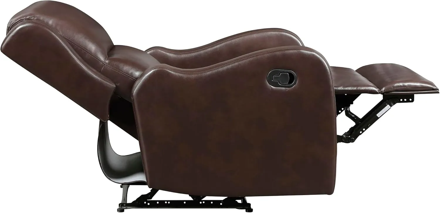 Lexicon Manual Recliner Chair, Reclining Sofa Chair, Home Theater Seating, Wall Hugger, Manual Recliner for Living Room/Office/Apartment, Easy Assembly, Brown Faux Leather