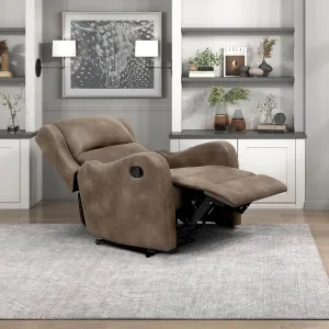 Lexicon Manual Recliner Chair, Reclining Sofa Chair, Home Theater Seating, Wall Hugger, Manual Recliner for Living Room/Office/Apartment, Easy Assembly, Brown Polished Microfiber