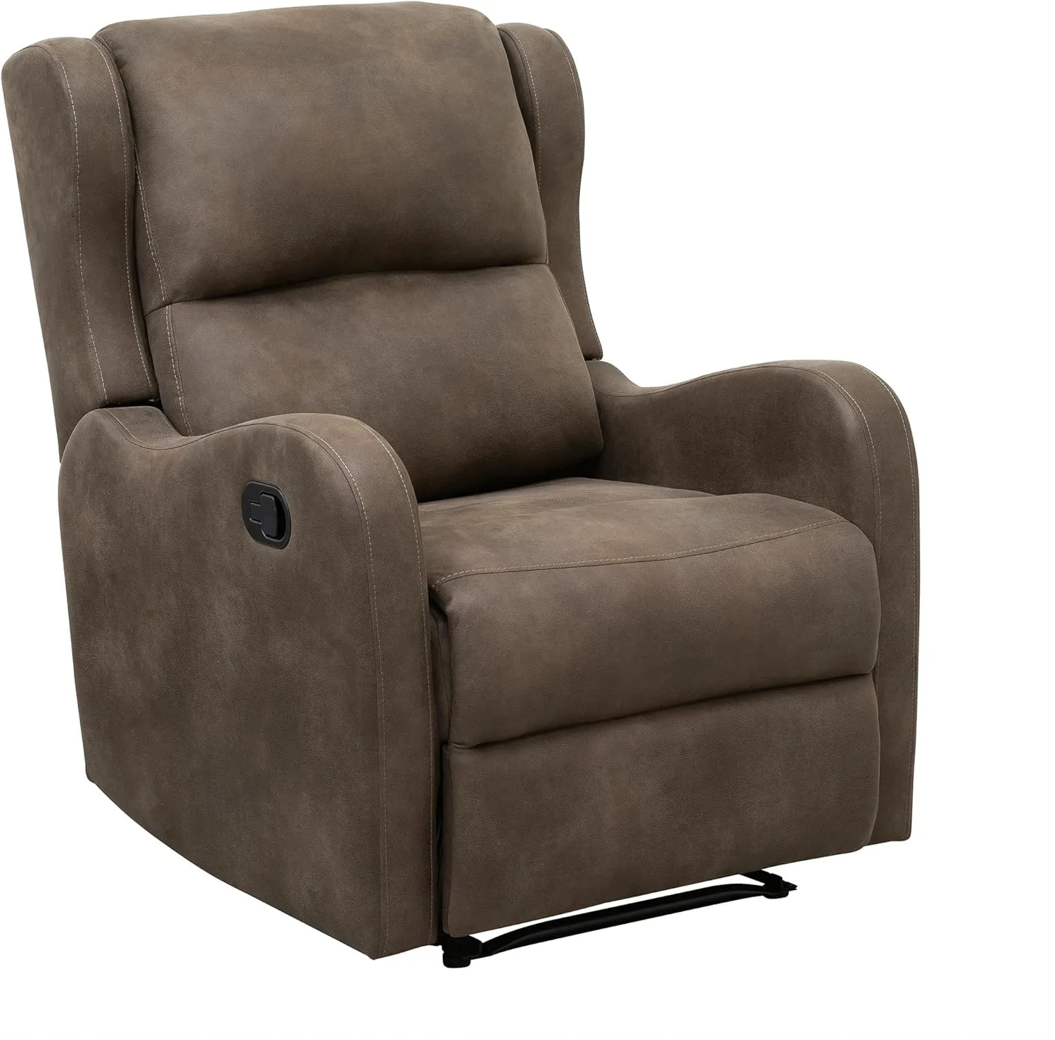 Lexicon Manual Recliner Chair, Reclining Sofa Chair, Home Theater Seating, Wall Hugger, Manual Recliner for Living Room/Office/Apartment, Easy Assembly, Brown Polished Microfiber