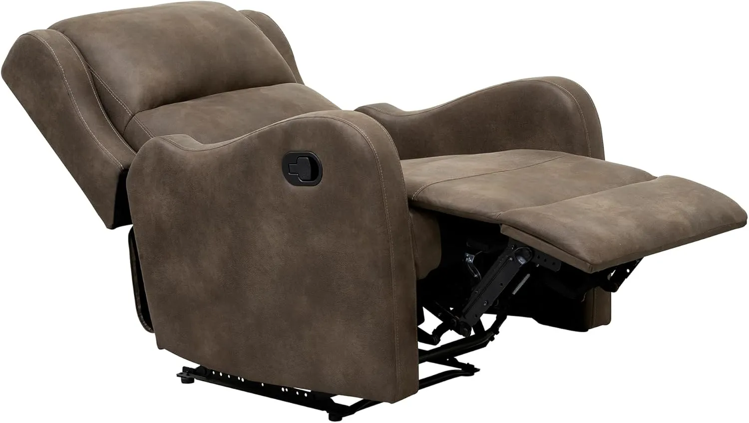 Lexicon Manual Recliner Chair, Reclining Sofa Chair, Home Theater Seating, Wall Hugger, Manual Recliner for Living Room/Office/Apartment, Easy Assembly, Brown Polished Microfiber