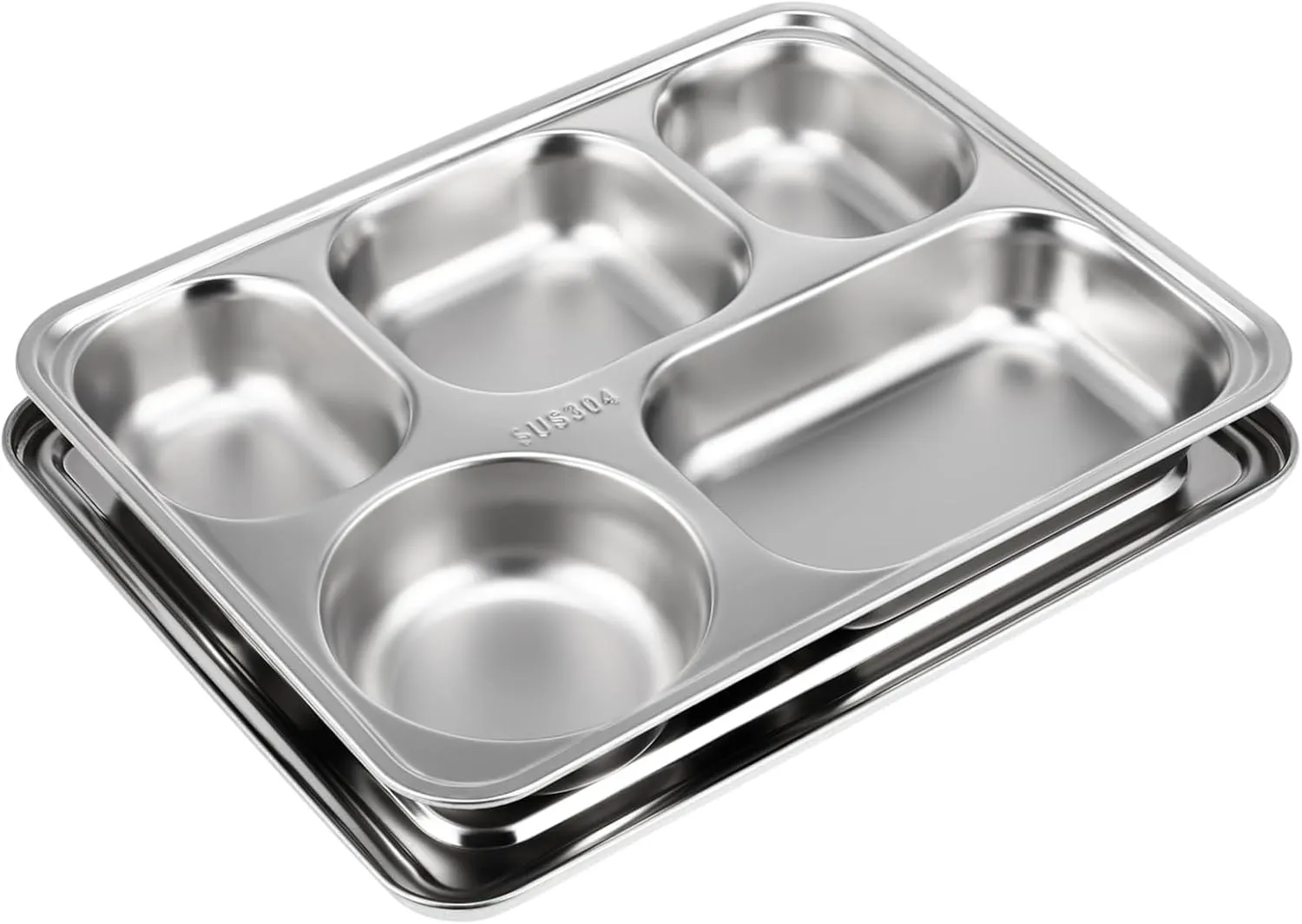 LIFKOME 1Set Compartment Stainless Steel Food Storage Plate with Lid Deep Design for Camping Lightweight and Portable Material for Outdoor Picnics and Home Use