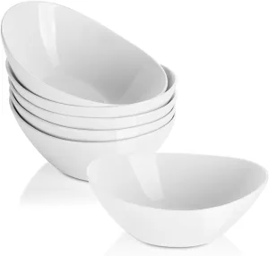 LIFVER Dessert Bowls, 16 Ounce Serving Bowls for Side Salad, Soup, Cereal, Ice Cream, 7 inch Porcelain White Bowls Set, Dishwasher & Microwave Safe Kitchen Bowls, Set of 6