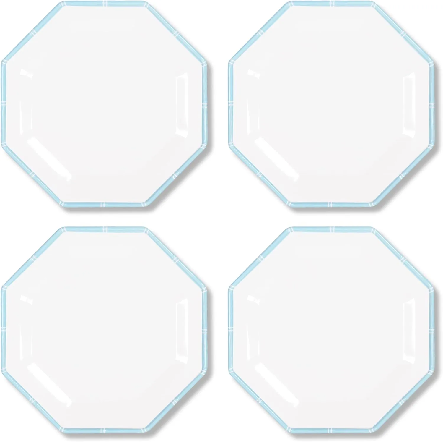 Lilly Pulitzer Set of 4 Melamine Dinner Plates, Kitchen/Outdoor Dining Serveware, Break and Scratch Resistant Dishes (Fresh Water Blue Bamboo)