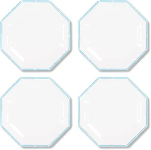 Lilly Pulitzer Set of 4 Melamine Dinner Plates, Kitchen/Outdoor Dining Serveware, Break and Scratch Resistant Dishes (Fresh Water Blue Bamboo)