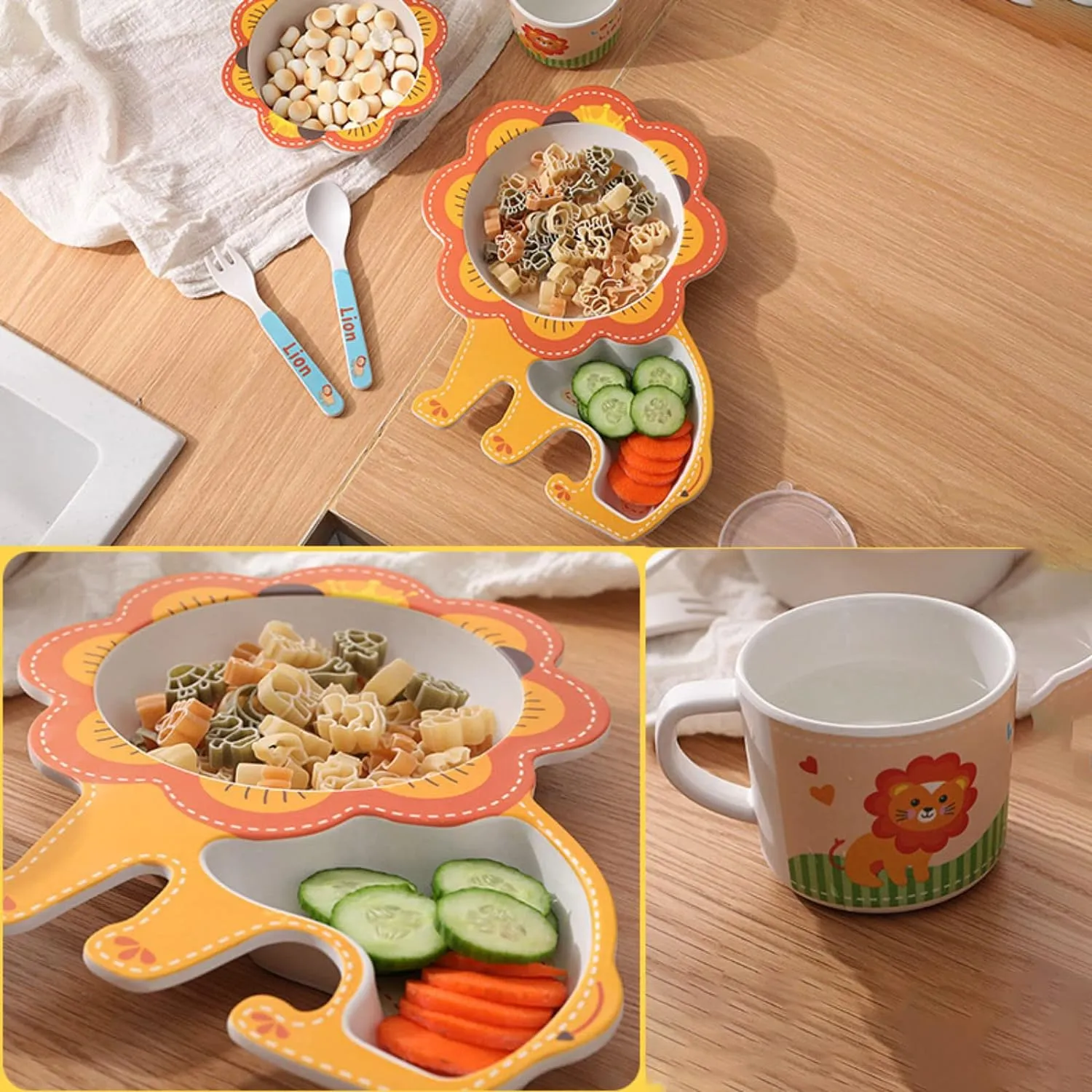 Lion Bamboo Fiber 5 Piece Feeding Set - 100% bamboo No Plastic