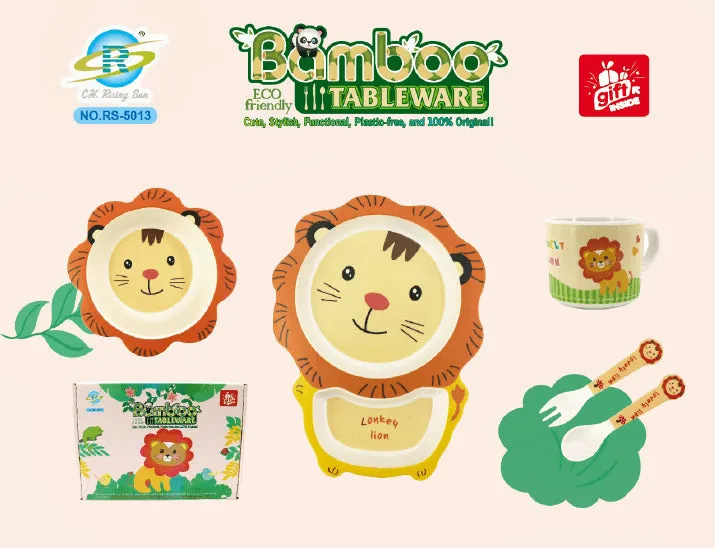 Lion Bamboo Fiber 5 Piece Feeding Set - 100% bamboo No Plastic