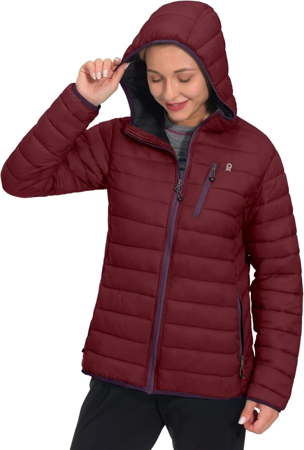 Little Donkey Andy Women's Packable Lightweight Puffer Jacket Hooded Windproof Winter Coat with Recycled Insulation
