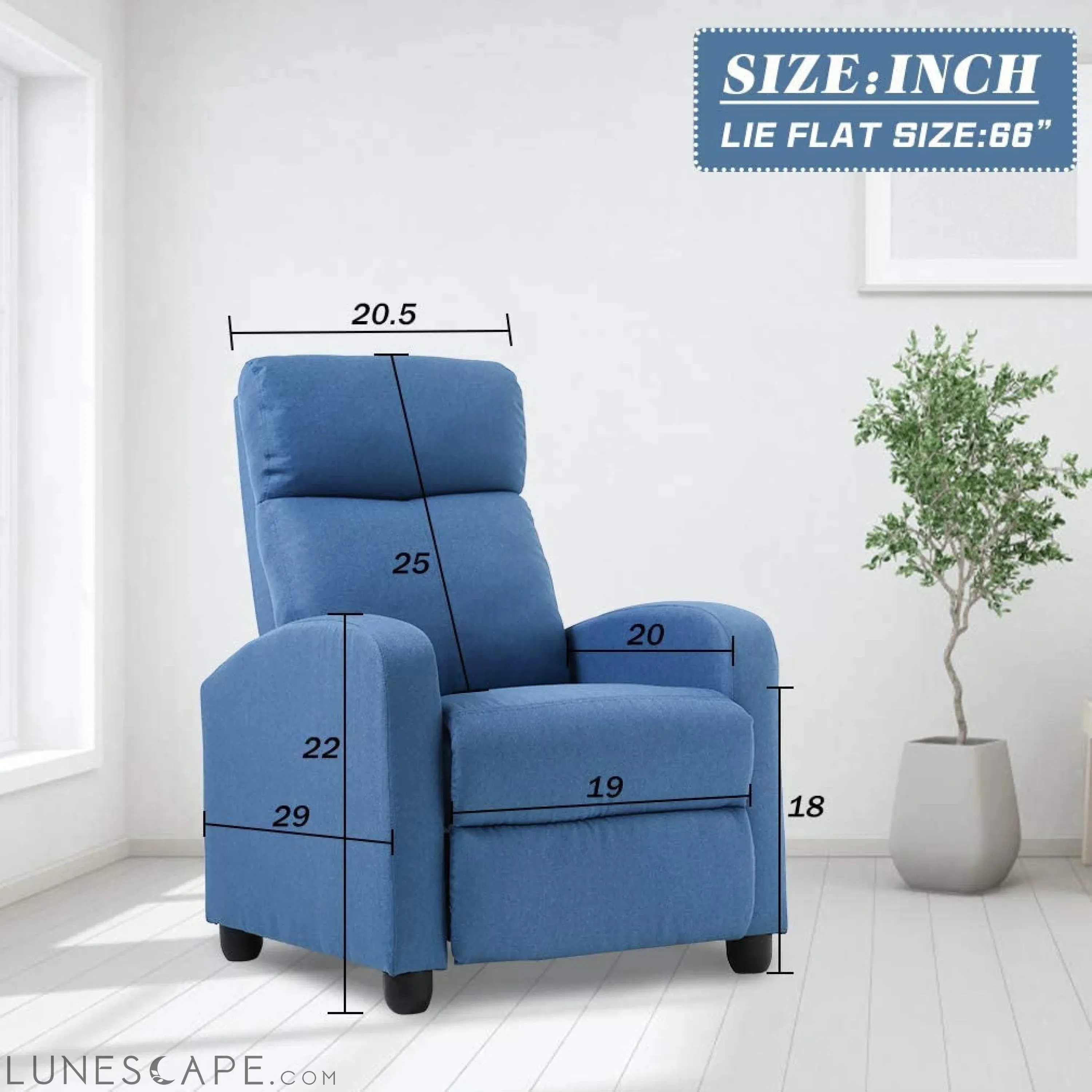 Living Room Home Theater Single Recliner Chair, Blue