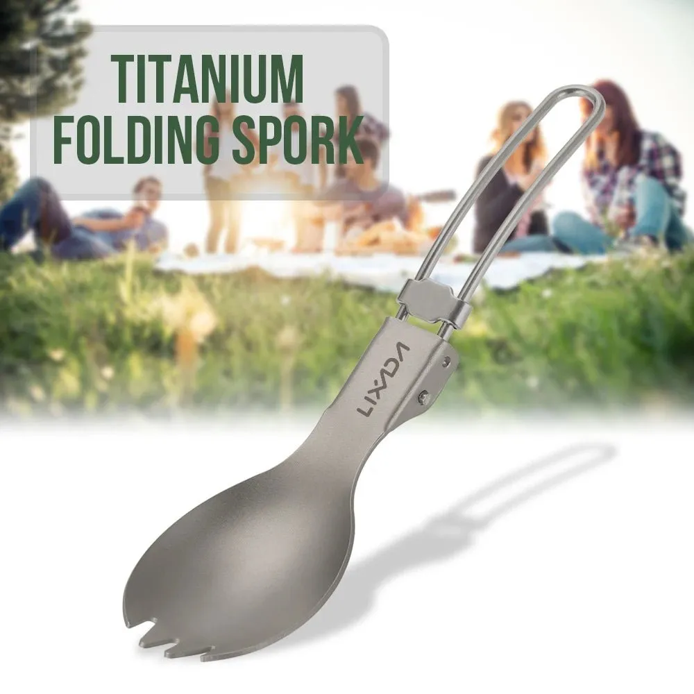 Lixada Lightweight Folding Titanium Spork for Camping & Hiking
