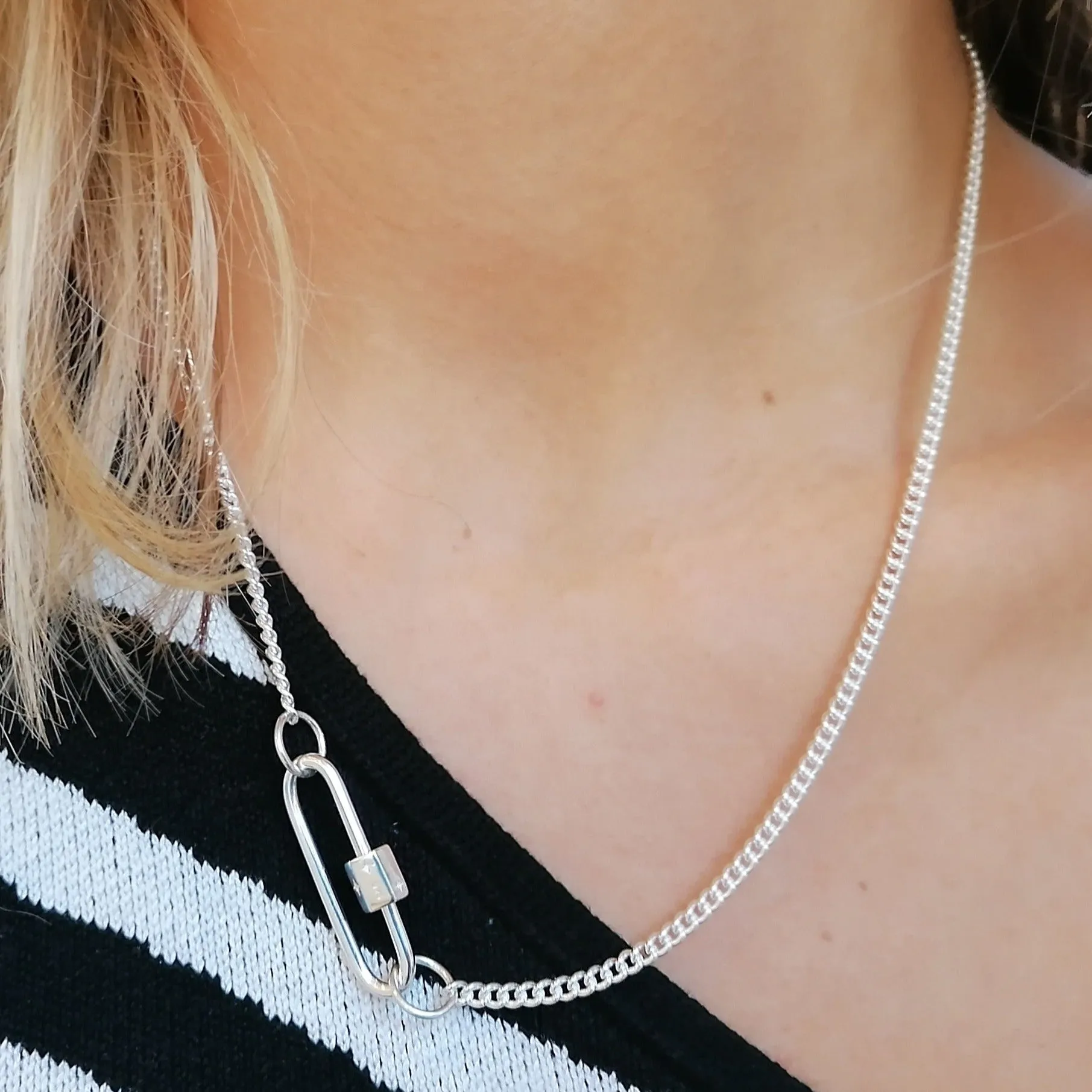 Long Link Carabiner Curb Chain Necklace