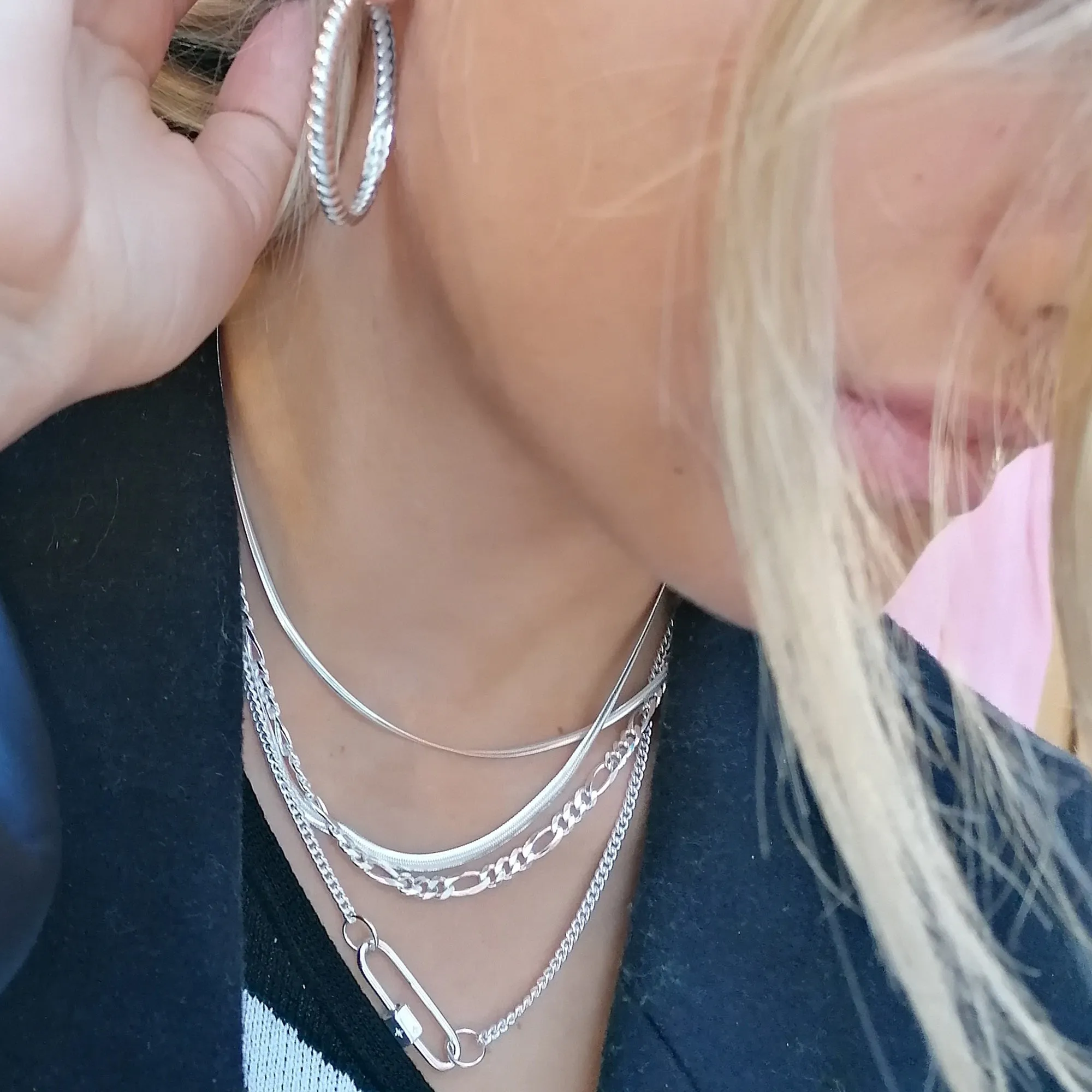 Long Link Carabiner Curb Chain Necklace