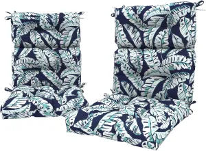 LVTXIII 2 Pack Outdoor/Indoor High Back Chair Cushions, Deep Seat Patio Seat and Back Cushion Set, Stuffed High Rebound Foam Rocking Chair Cushions, 44"x22"x4", Baltic Palms White