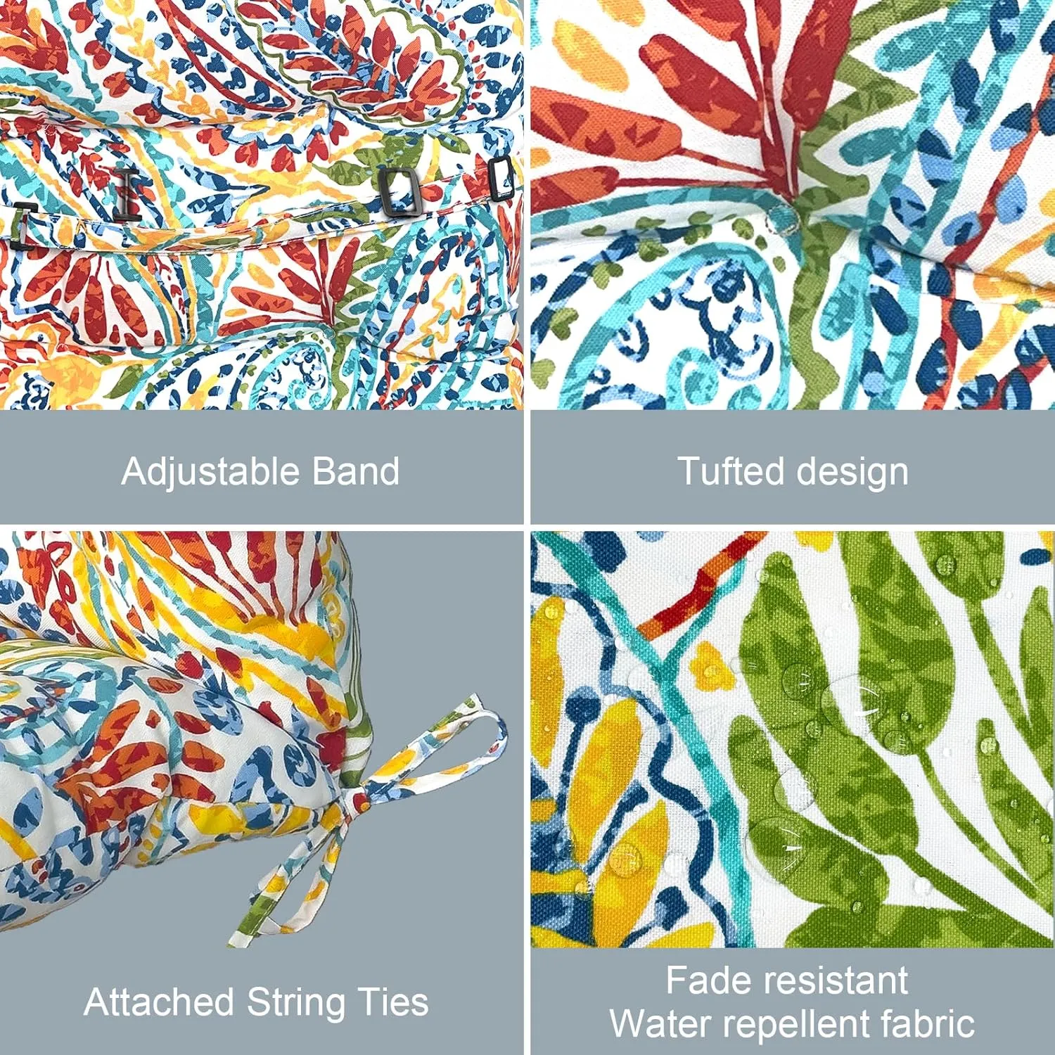 LVTXIII Outdoor Adirondack Chair Cushions, 44x19x4 Inch Non-Slip High Back Rocking Chair Cushion, Tufted Patio Lounge Cushion Seat Cushion, Set of 2, Paisley Multi