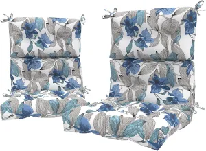 LVTXIII Outdoor Tufted High Back Cushions Set of 2 Patio Seasonal Replacement Rocking Chair Cushion with Ties, Solid Seat and Back Chair Cushion, (44” L x 22W”, Clemens Noir Blue)