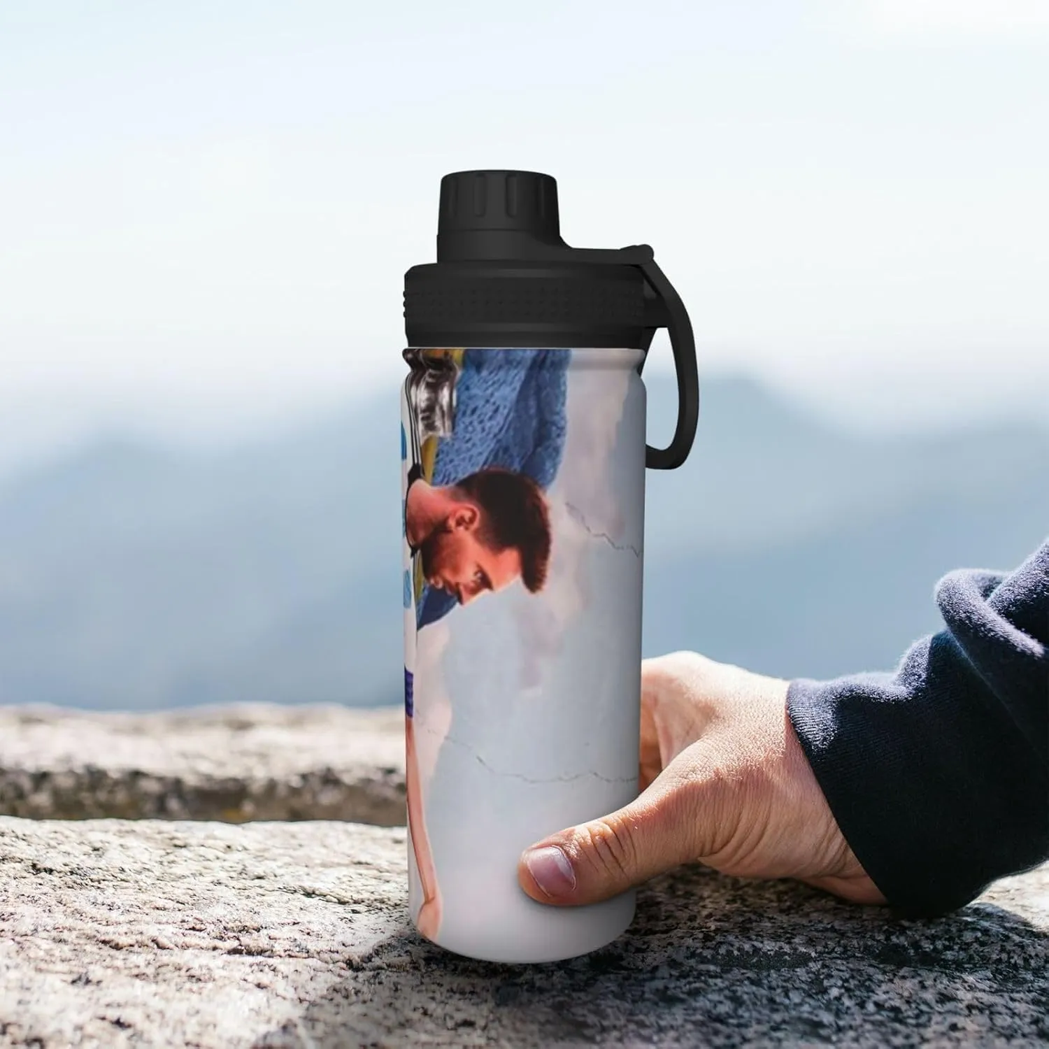 M-essi 18OZ sports insulated water bottle easy to carry with spout cover, insulated water bottle White