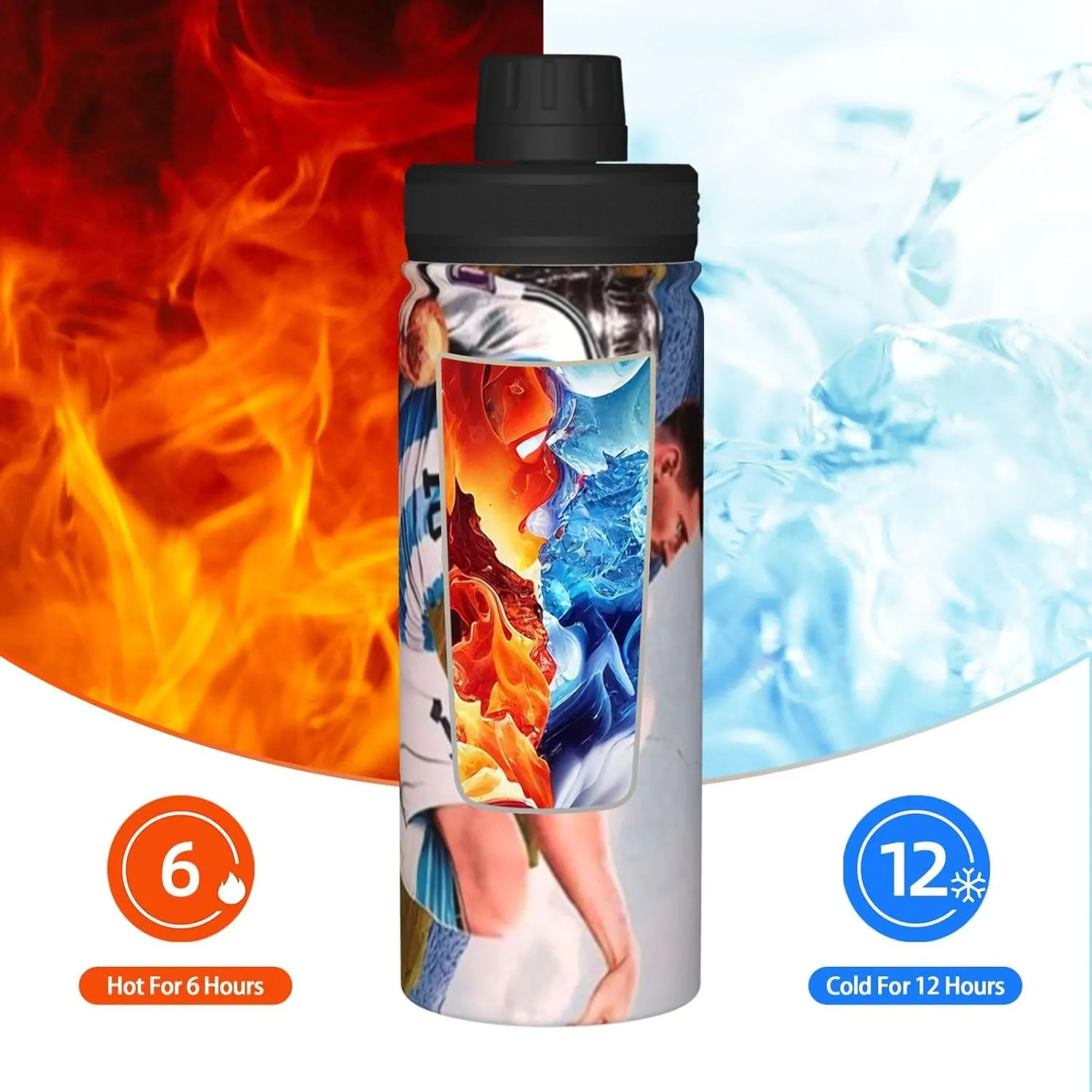 M-essi 18OZ sports insulated water bottle easy to carry with spout cover, insulated water bottle White