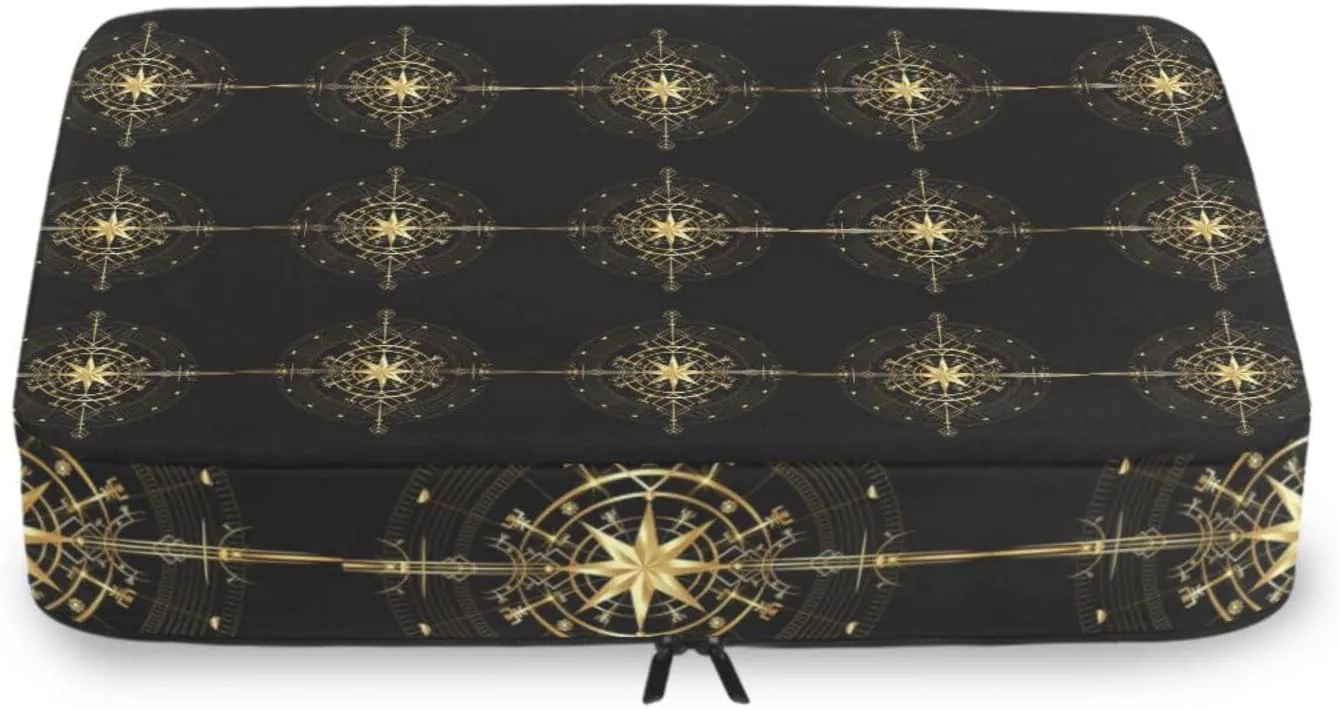 Magic Ancient Wind Rose Magic Navigation Gold Compass 4 PCs Set Packing Bags, Luggage Organizer Bag, Portable Cube Toiletry bag, Durable Travel Cosmetic Storage Bag for Men Women