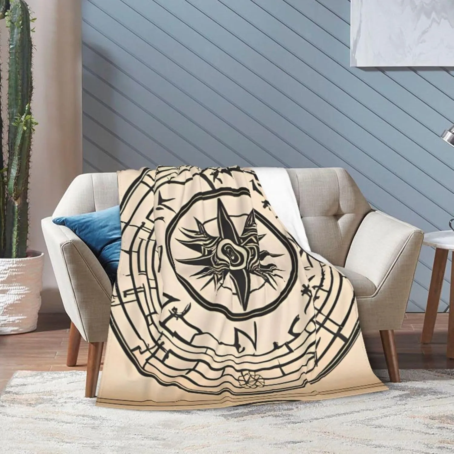 Magic Design Nordic Compass Ultra-Soft Micro Fleece Blanket > Durable and Compactly Foldable. Super Soft 50"X40"