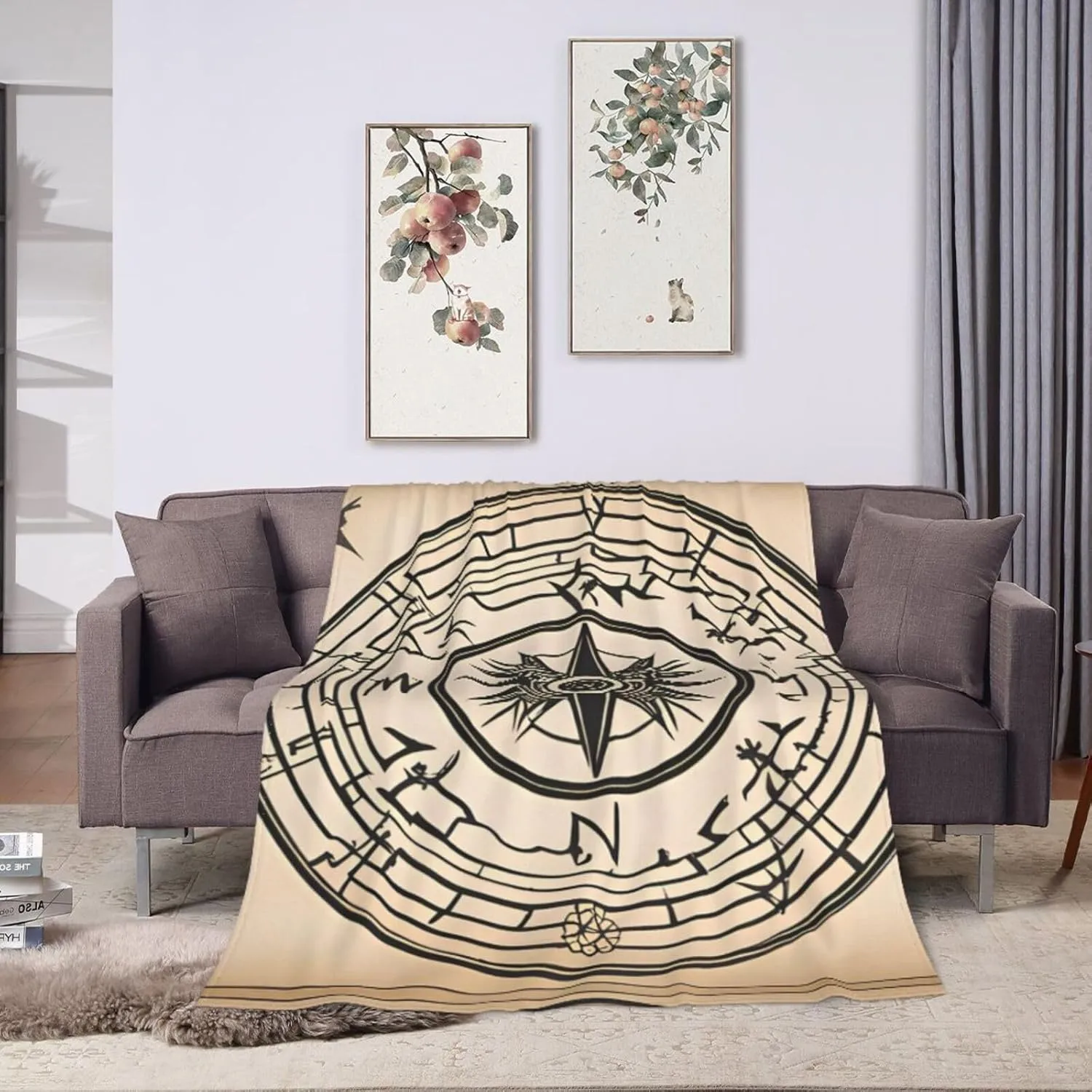 Magic Design Nordic Compass Ultra-Soft Micro Fleece Blanket > Durable and Compactly Foldable. Super Soft 50"X40"