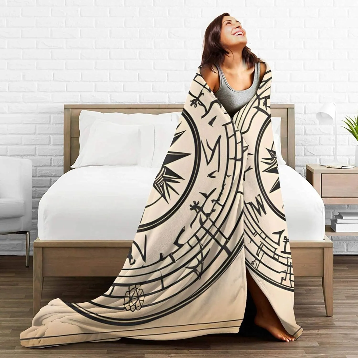 Magic Design Nordic Compass Ultra-Soft Micro Fleece Blanket > Durable and Compactly Foldable. Super Soft 50"X40"