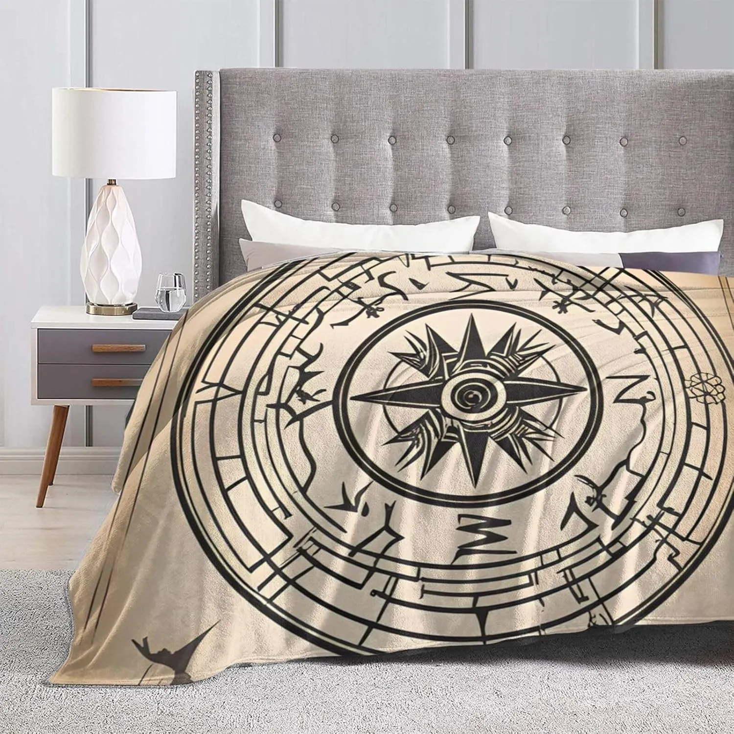 Magic Design Nordic Compass Ultra-Soft Micro Fleece Blanket > Durable and Compactly Foldable. Super Soft 50"X40"