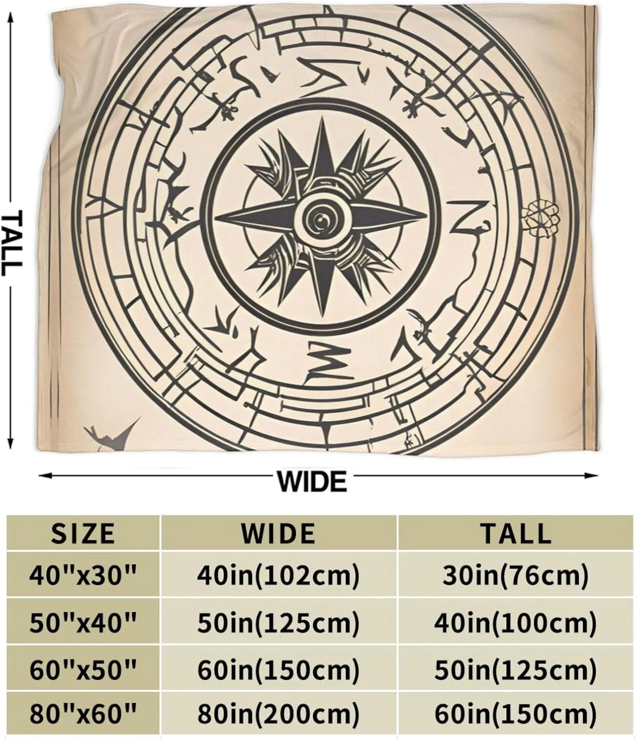 Magic Design Nordic Compass Ultra-Soft Micro Fleece Blanket > Durable and Compactly Foldable. Super Soft 50"X40"