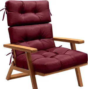 MAGIC ELEPHANT High Back Chair Cushion, Indoor Outdoor Memory Foam Chair Cushion with Ties for Adirondack and Rocking Chair, Waterproof Replacement Patio Cushion for Chair (Red)