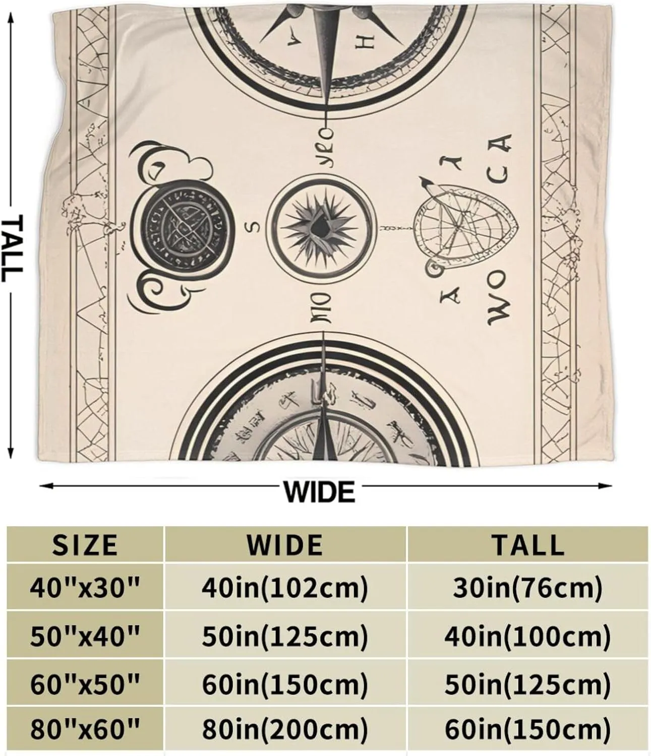 Magical Design Norse Runes Compass Ultra-Soft Micro Fleece Blanket > Durable and Compactly Foldable. Super Soft 50"X40"