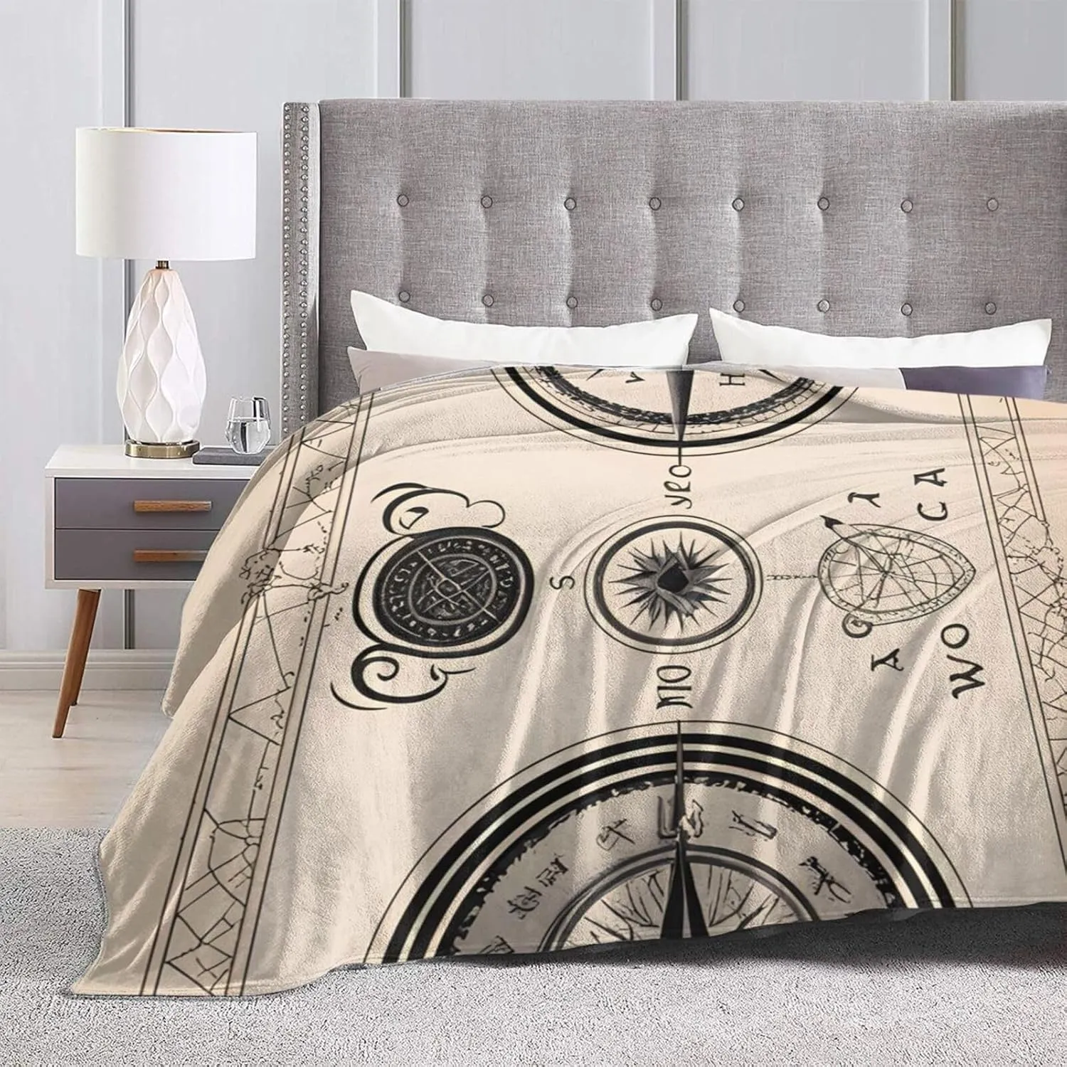 Magical Design Norse Runes Compass Ultra-Soft Micro Fleece Blanket > Durable and Compactly Foldable. Super Soft 50"X40"
