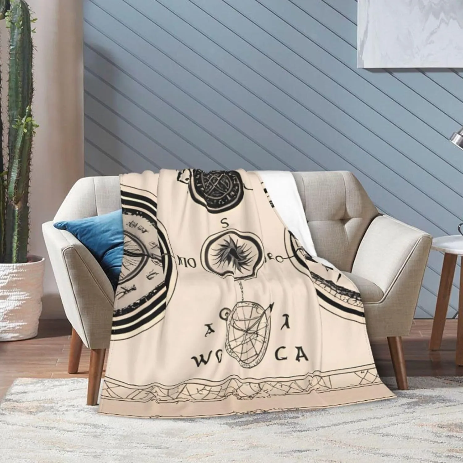 Magical Design Norse Runes Compass Ultra-Soft Micro Fleece Blanket > Durable and Compactly Foldable. Super Soft 50"X40"