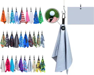 Magnetic Microfiber Waffle Golf Towel – Large 16"x24" Clean Golf Club Ball Magnet Clip to Hang on Bag Cart Strong Premium Strength Ultra Absorbent Gear Grey Men (Heathered Gray)