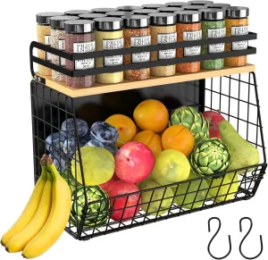 Magnetic Shelf for Fridge with Wood Lid, Fruit Potato & Onion Storage Bins, Magnetic Spice Rack for Refrigerator Pantry Organizer & Storage, Large Container for Refrigerator, Kitchen Counter & Laundry