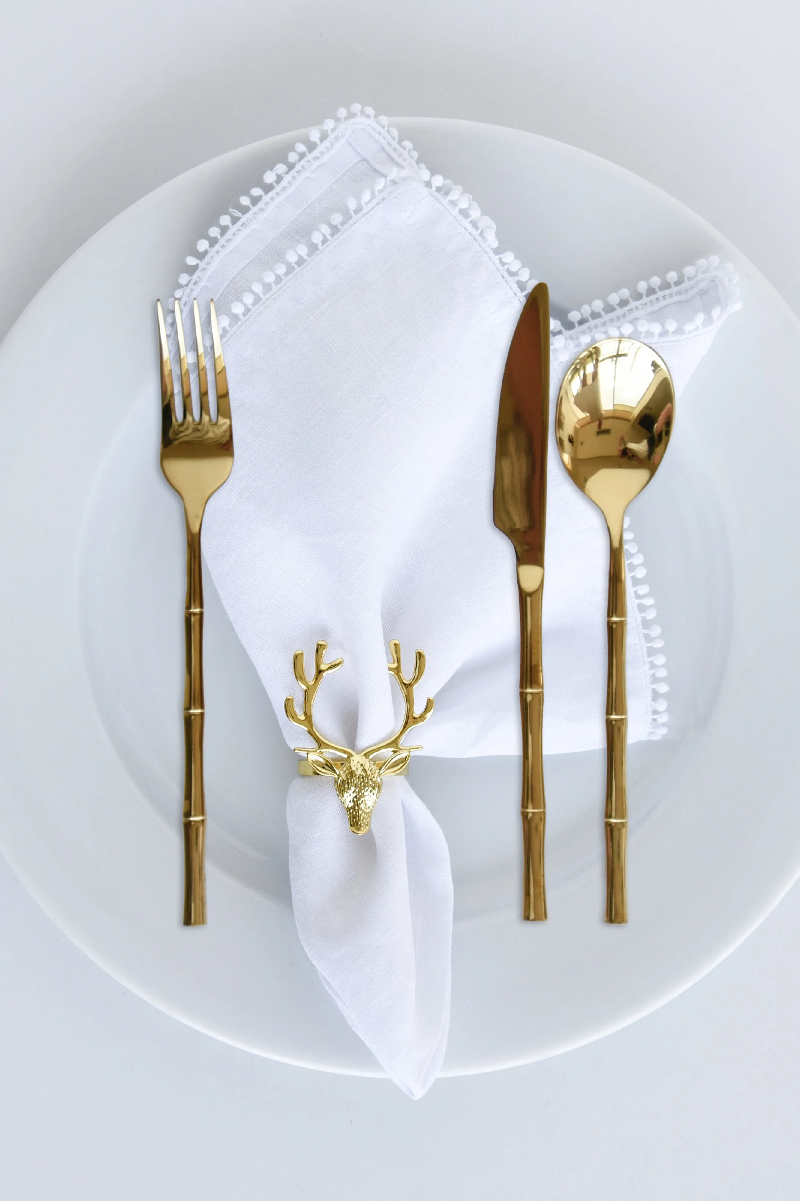 MAGPIE HOME Gold Bamboo Knife, Fork & Dessert Spoon (Set of 3)