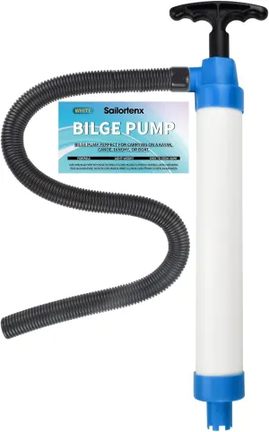 Manual Bilge Pump For Boats, Kayak, Canoe or Dinghy - Portable, Ergonomic, Gear-shaped, Black Plastic Hand Powered Kayak Bilge Pump - 2E 1 GPM, 2"L x 4"W x 28.5"H