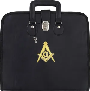 Masonic Hub Hand Embroidered Square & Compass Masonic Apron Carrying Case – Hard Sided Carrying Case with Handle, Lock & Key – Fits Master Mason Apron & Chain Collar (Black)