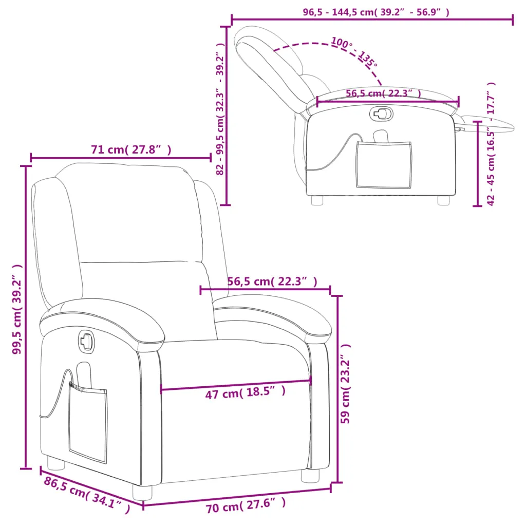 Massage Recliner Chair Black Faux Leather