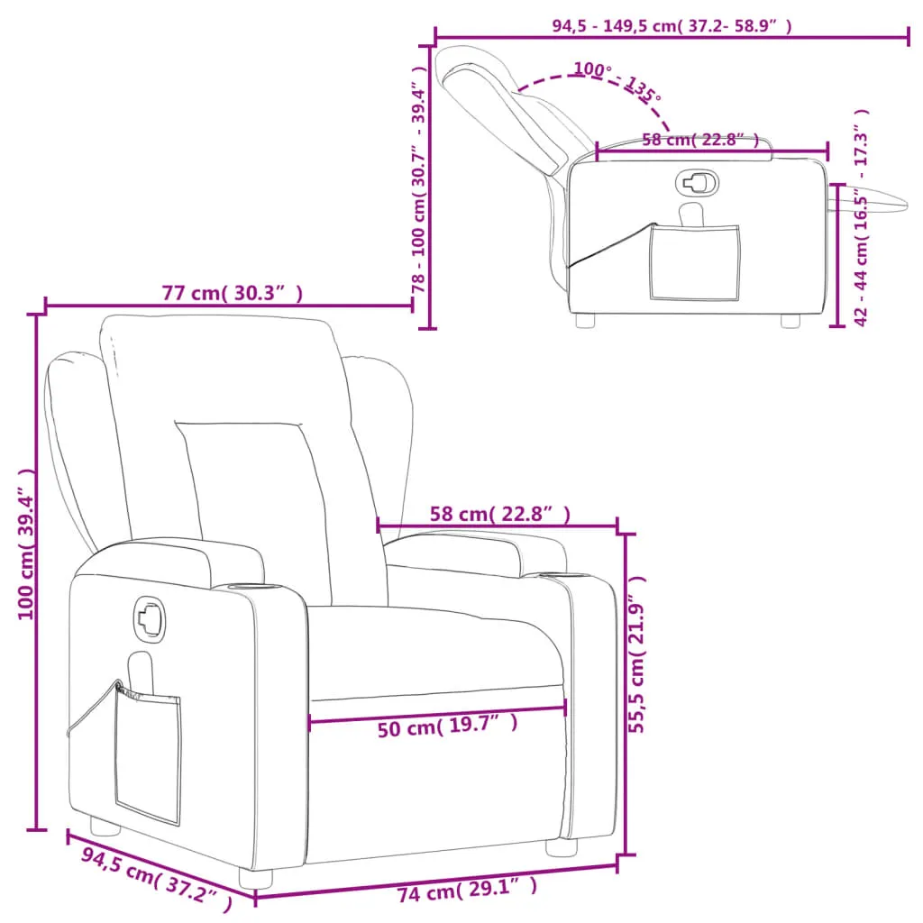 Massage Recliner Chair Black Faux Leather