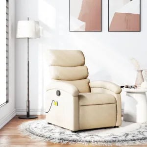 Massage Recliner Chair Cream Fabric
