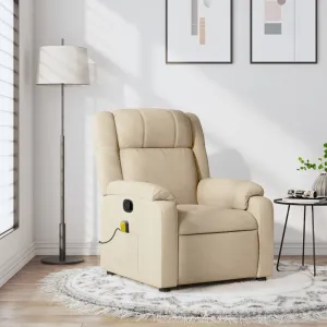 Massage Recliner Chair Cream Fabric