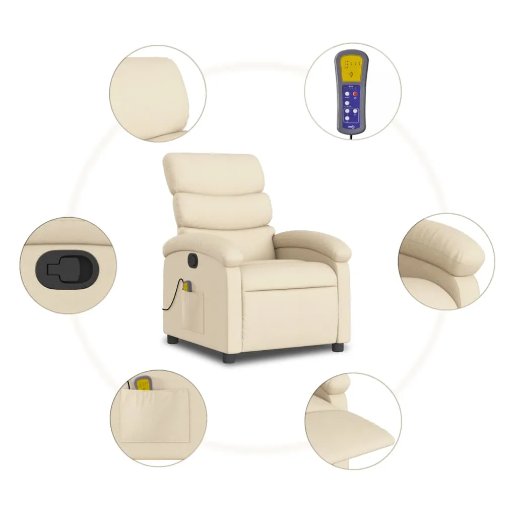 Massage Recliner Chair Cream Fabric