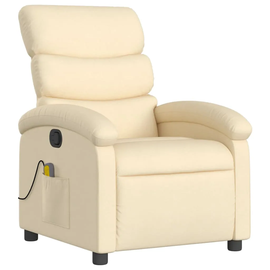 Massage Recliner Chair Cream Fabric