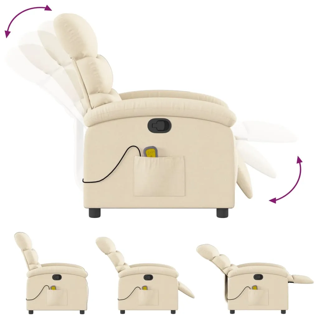 Massage Recliner Chair Cream Fabric