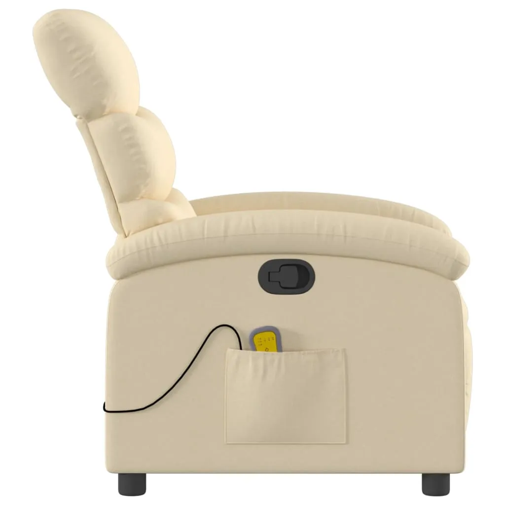 Massage Recliner Chair Cream Fabric