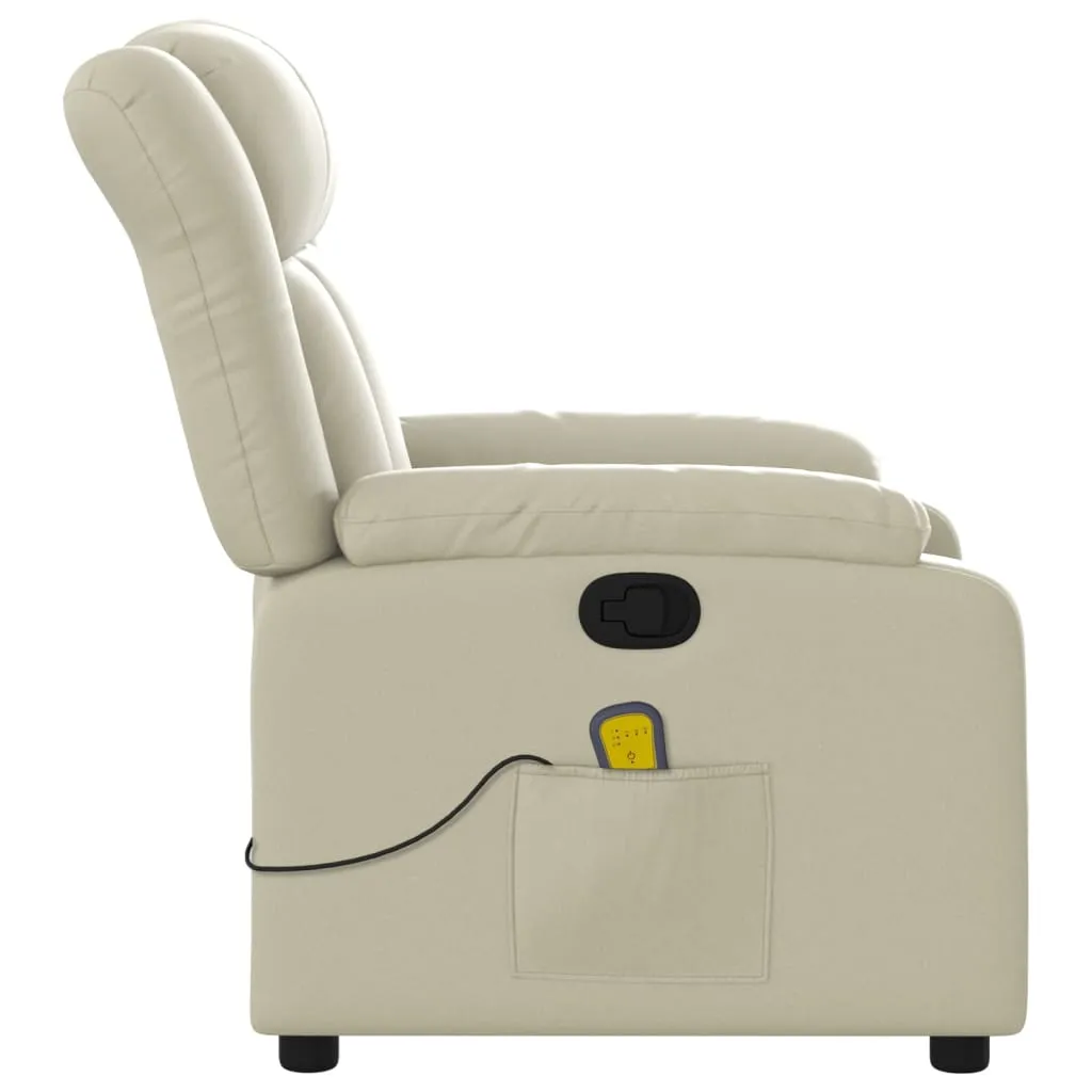 Massage Recliner Chair Cream Faux Leather