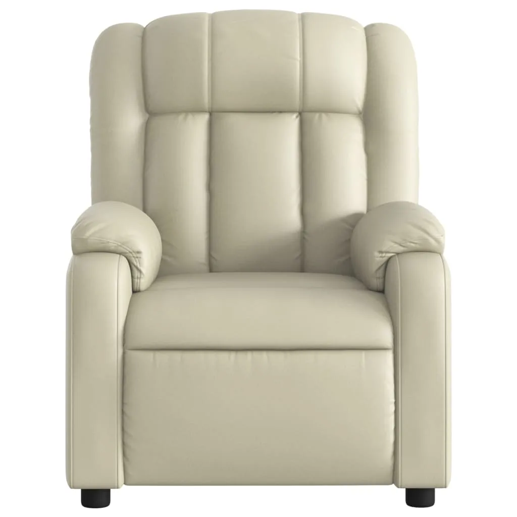Massage Recliner Chair Cream Faux Leather