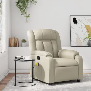 Massage Recliner Chair Cream Faux Leather