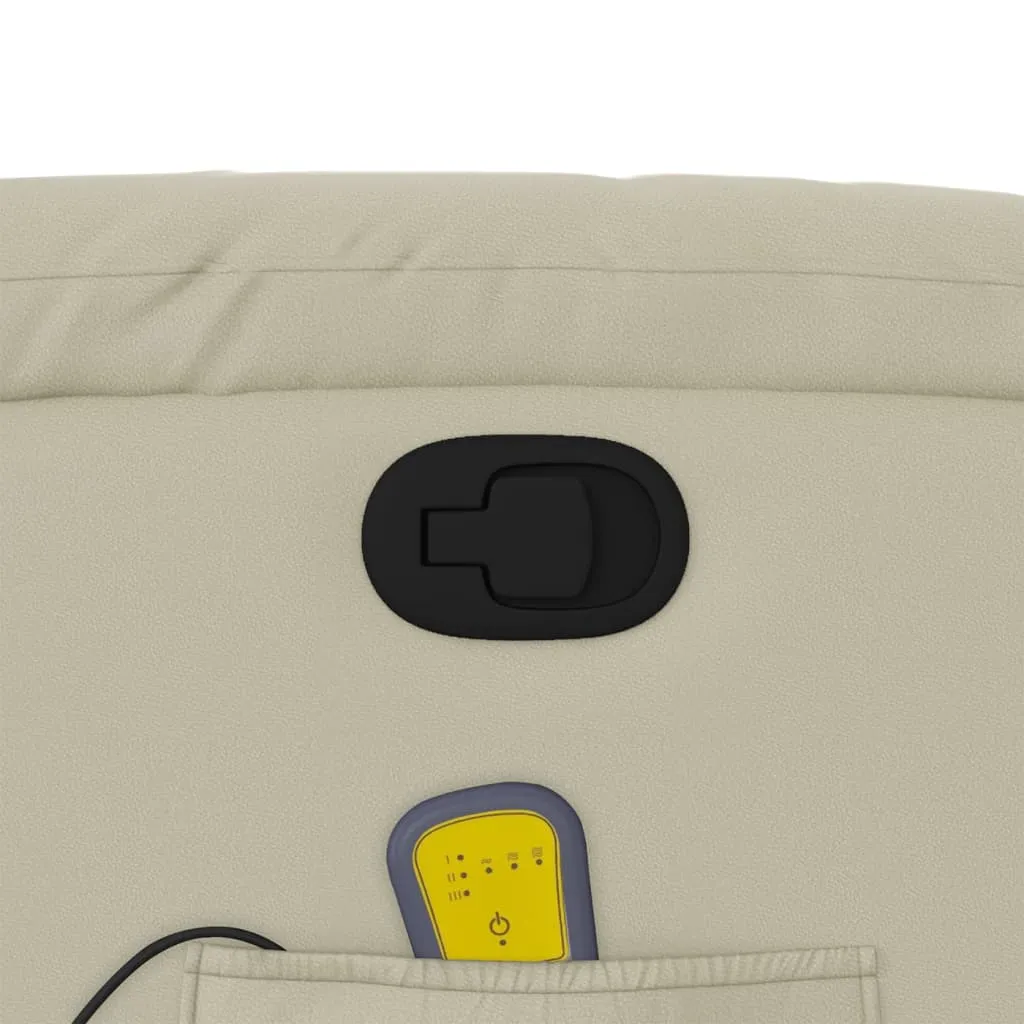 Massage Recliner Chair Cream Faux Leather